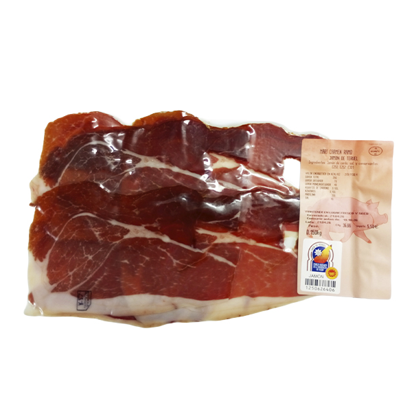 Fileteado Lonchas Jamón de Teruel Denominación de Origen Protegida